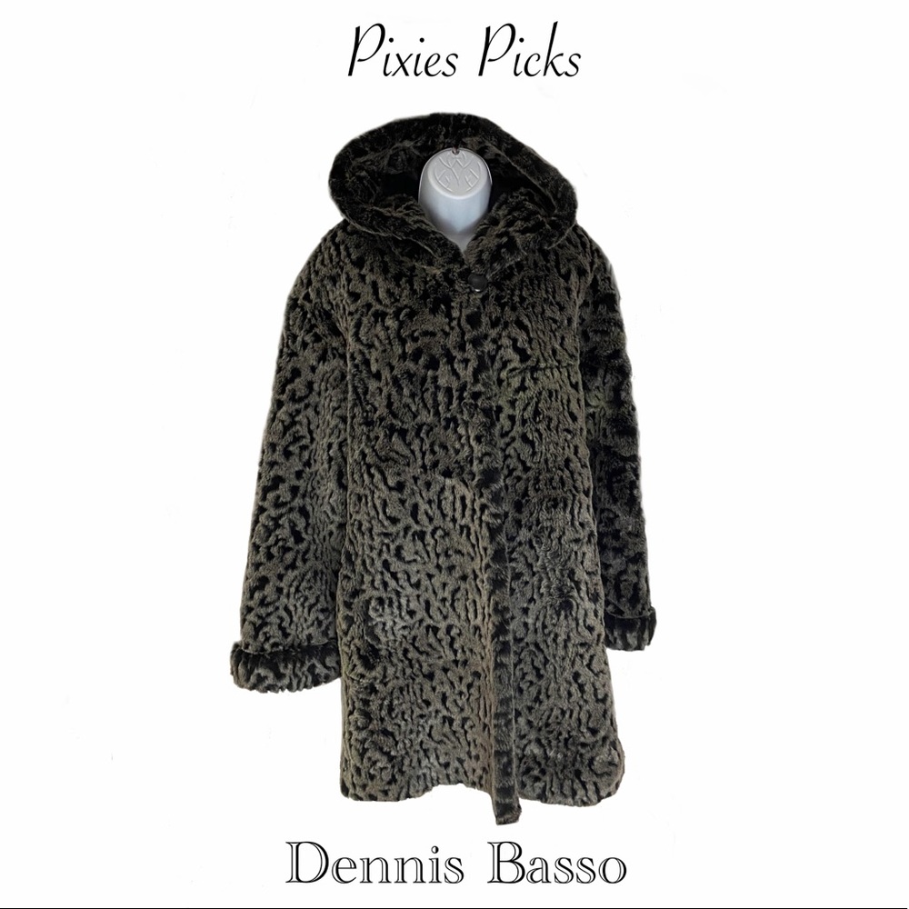Dennis Basso faux fur hooded coat
